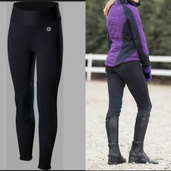 HORZE Active Kids Knee Patch Winter Tights Dark Navy Sz. L - Picture 1 of 6